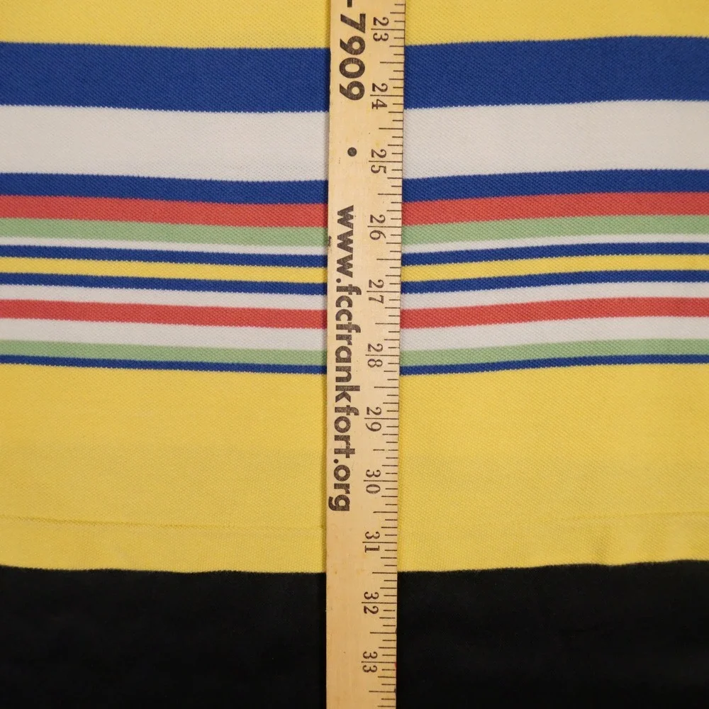 Polo Ralph Lauren Polo Shirt Mens XL Yellow Striped Vintage Short Sleeve Cotton